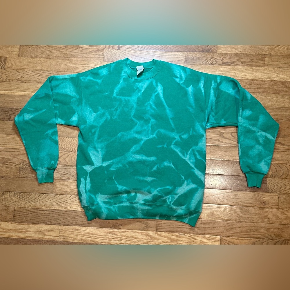 Hanes Crewneck - Bleach Dye EcoSmart Sweatshirt - Women’s Large - Green - GUC - Picture 1 of 4